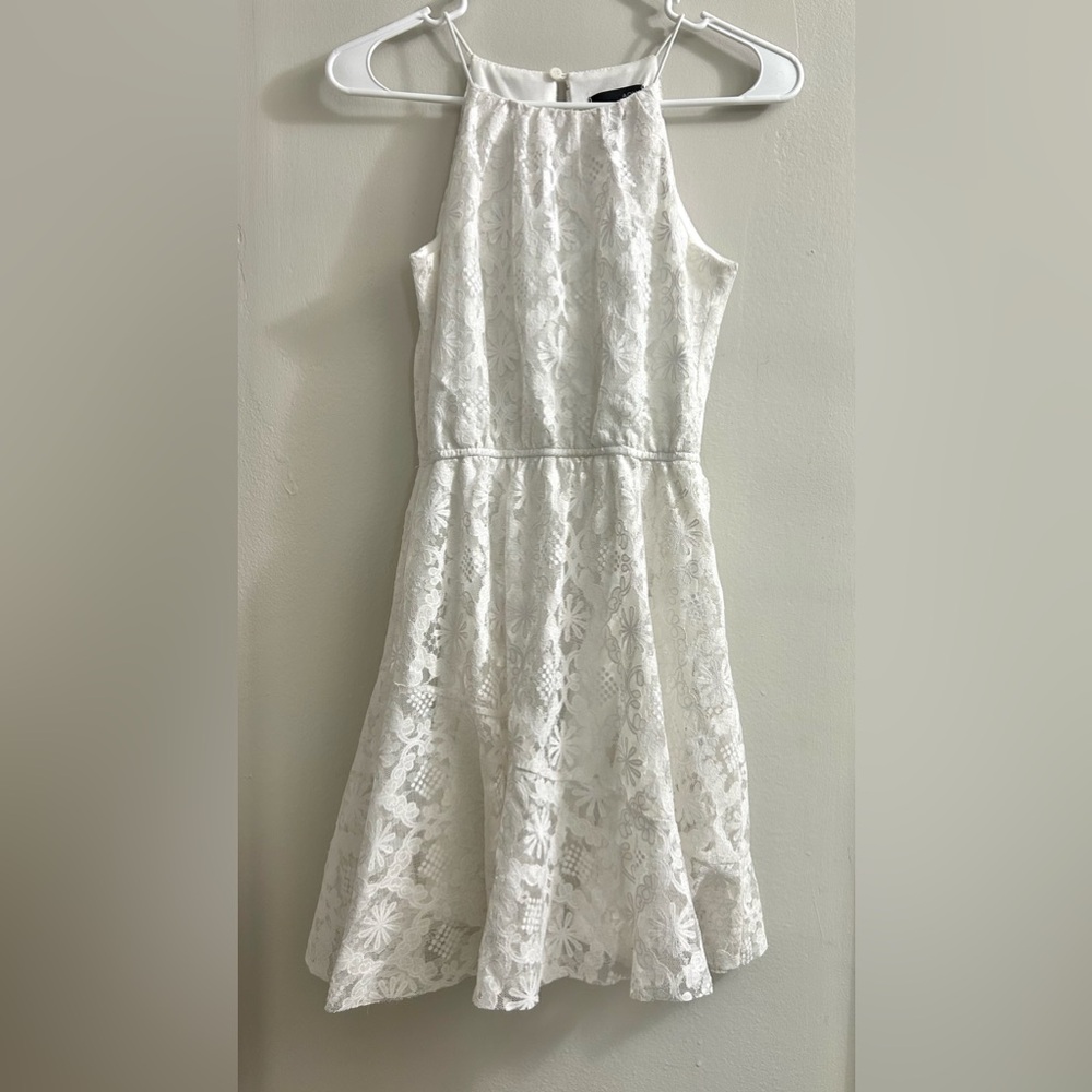 Aqua White Floral Lace Kids Dress